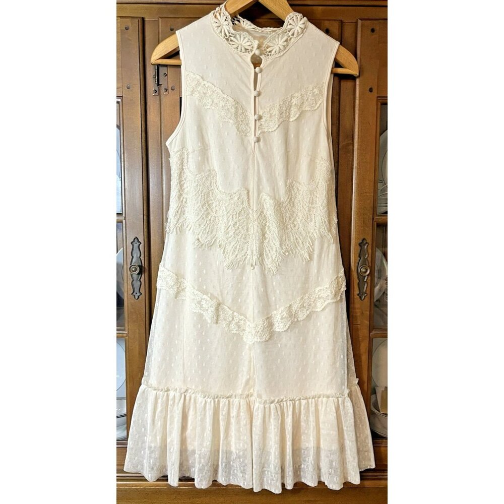 Areve Ivory Sleeveless Lace-Trim Dress